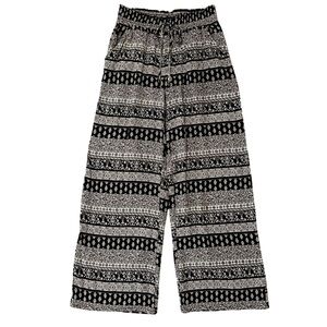 Joe B Black and White Wide Leg Printed Pants
